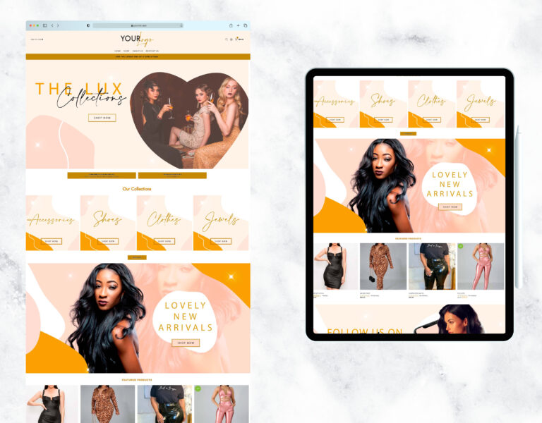 Pastel boho style website template for an online boutique.