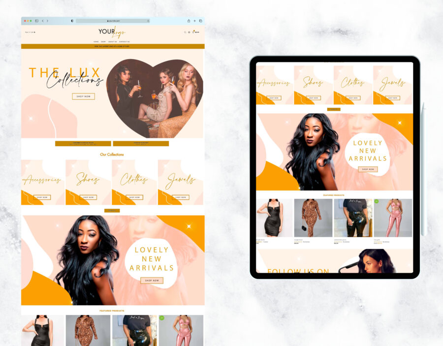 Pastel boho style website template for an online boutique.