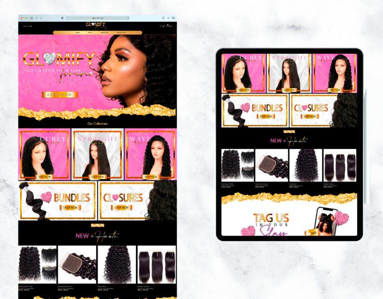 Pre-made gold website template for a beauty boutique.