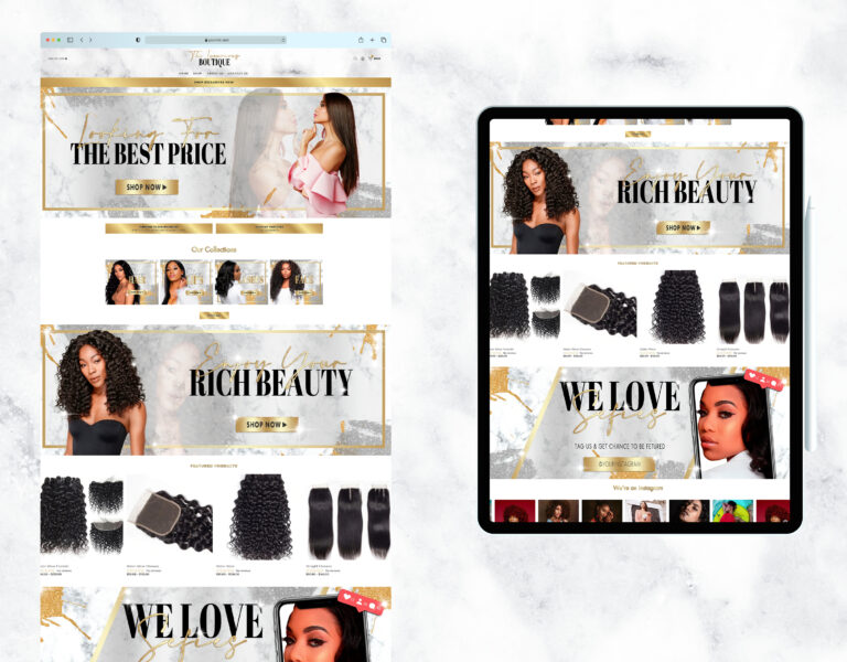 Elegant website template for a hair and beauty boutique.