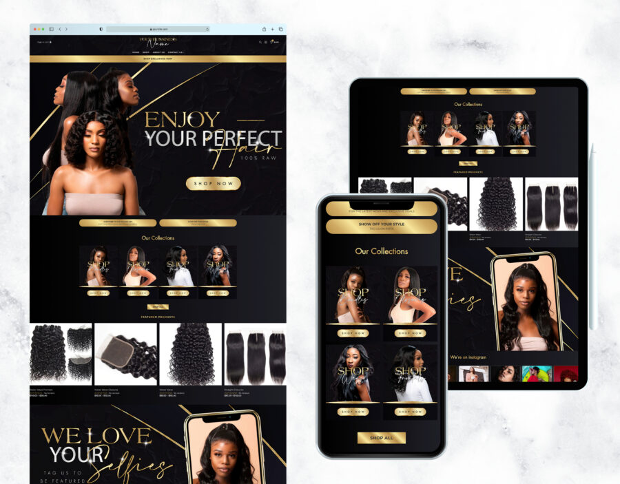 Luxury website template for a hair and beauty business.