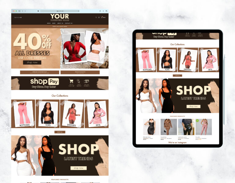 Elegant nude-toned website template for a luxury boutique.