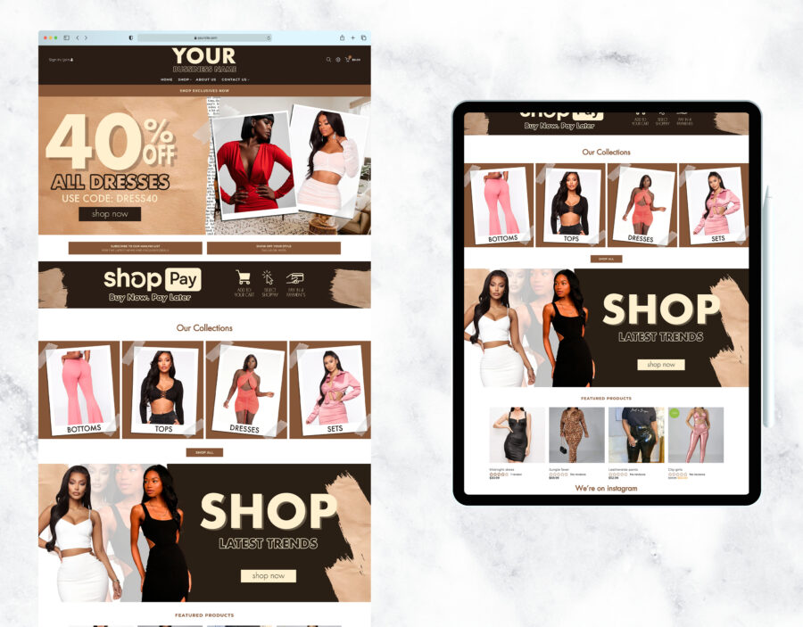 Elegant nude-toned website template for a luxury boutique.