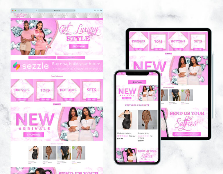 Personalized website template for a clothing store.