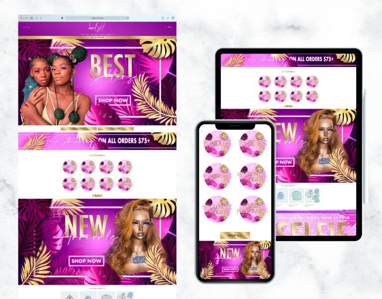 Professional website template for a hair extension business.