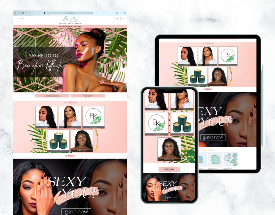 Custom website template for a beauty supply store.