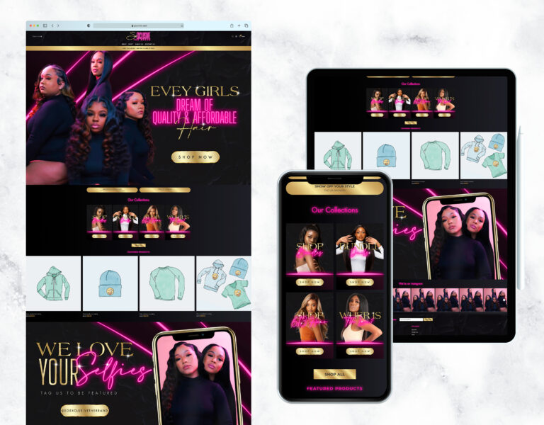 Luxury website template for a hair extension brand.