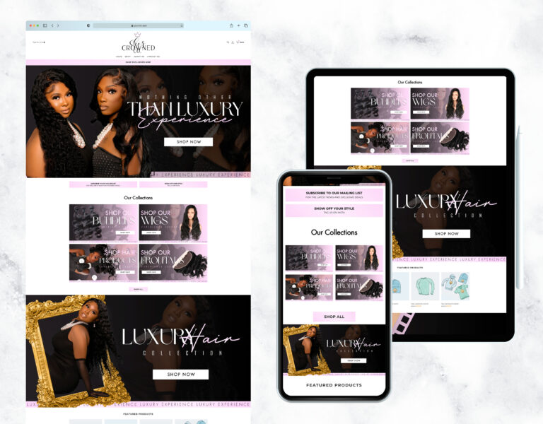 Professional eCommerce website template for a hair extensions business.