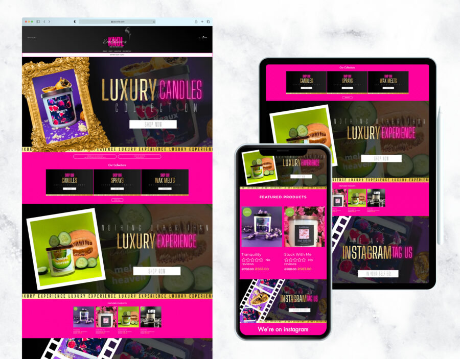 Luxury eCommerce website template for a candle business.