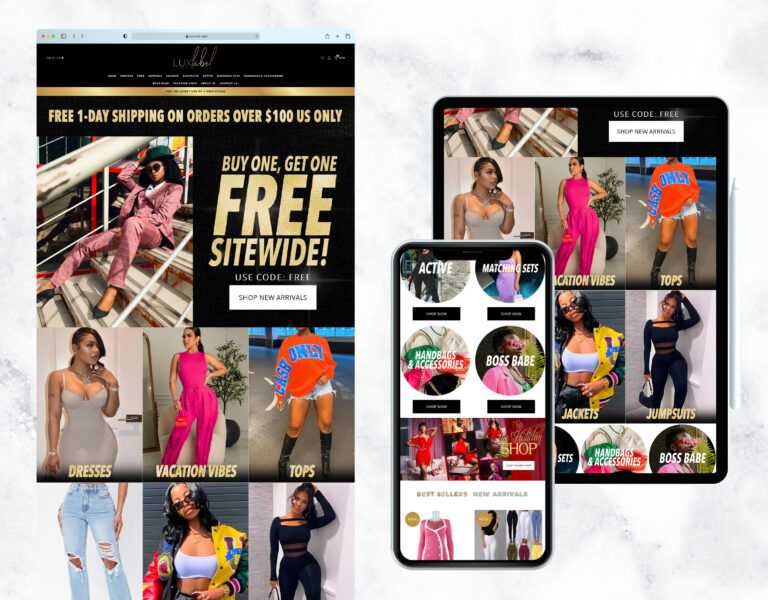 Modern website template for a clothing and fashion brand.