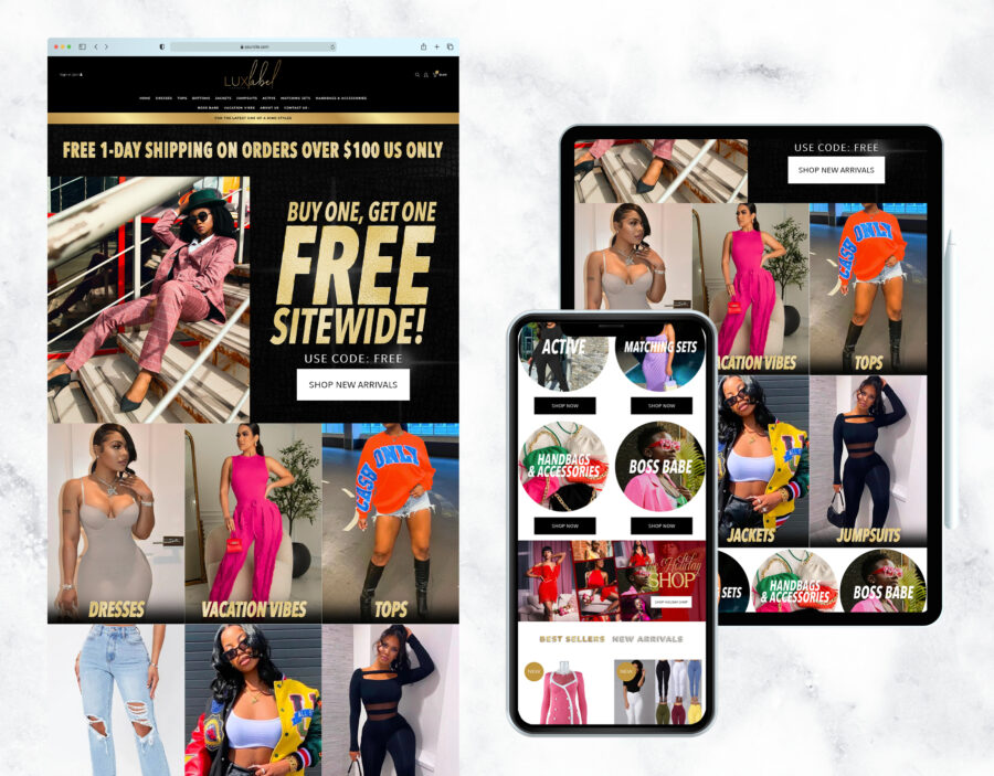 Modern website template for a clothing and fashion brand.