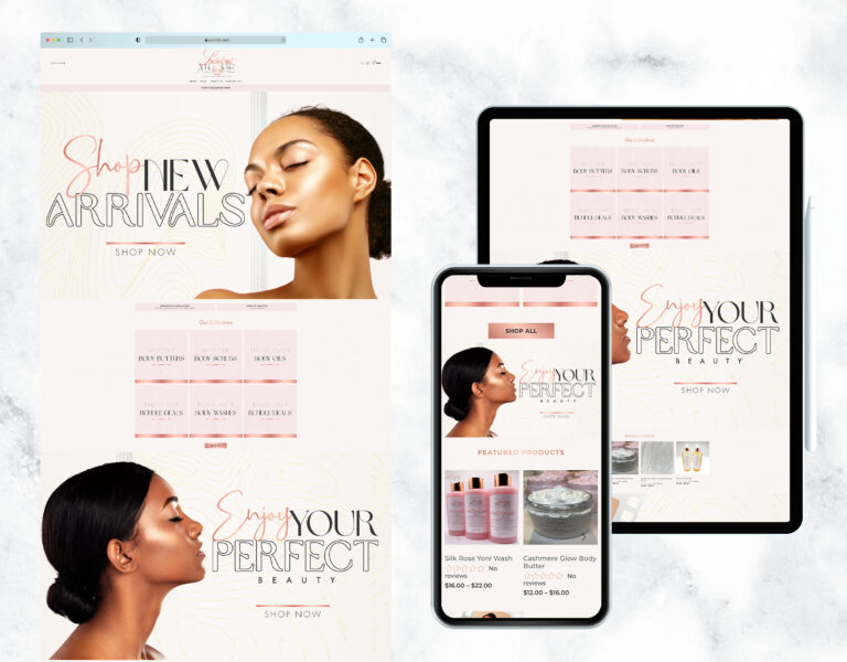 Professional website template for a beauty supply store with online shopping.
