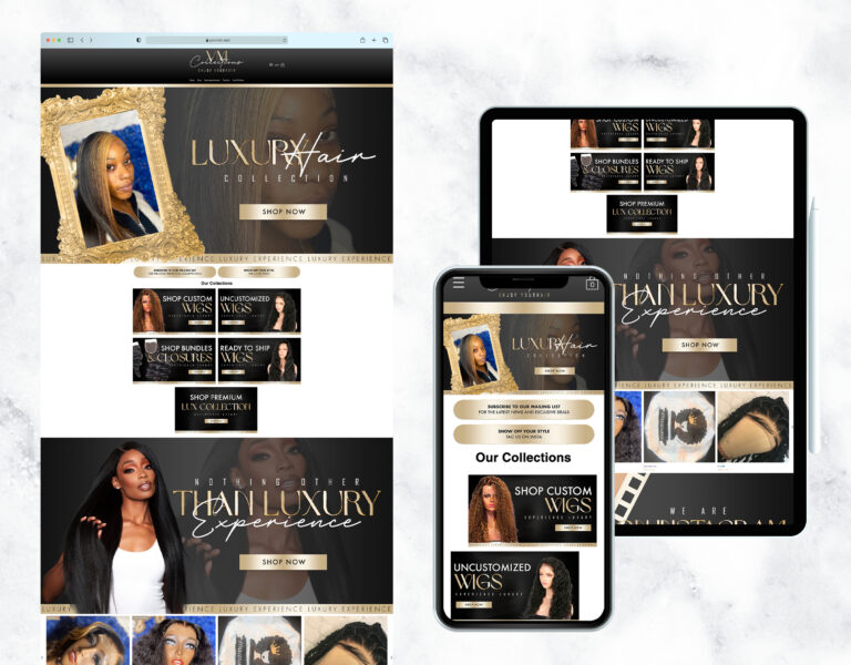 Luxury website template for a hair and lash boutique.