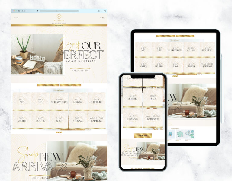 Elegant website template for a home decor business.