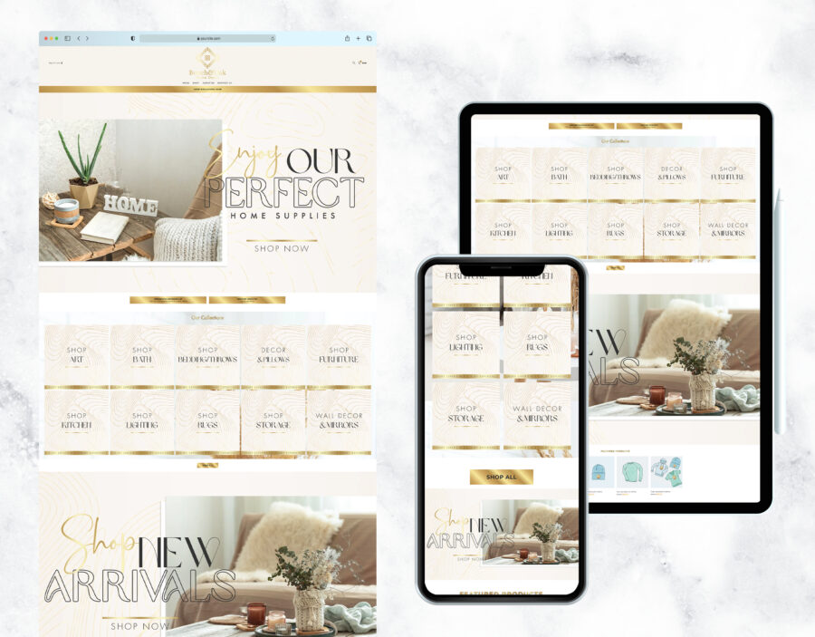 Elegant website template for a home decor business.