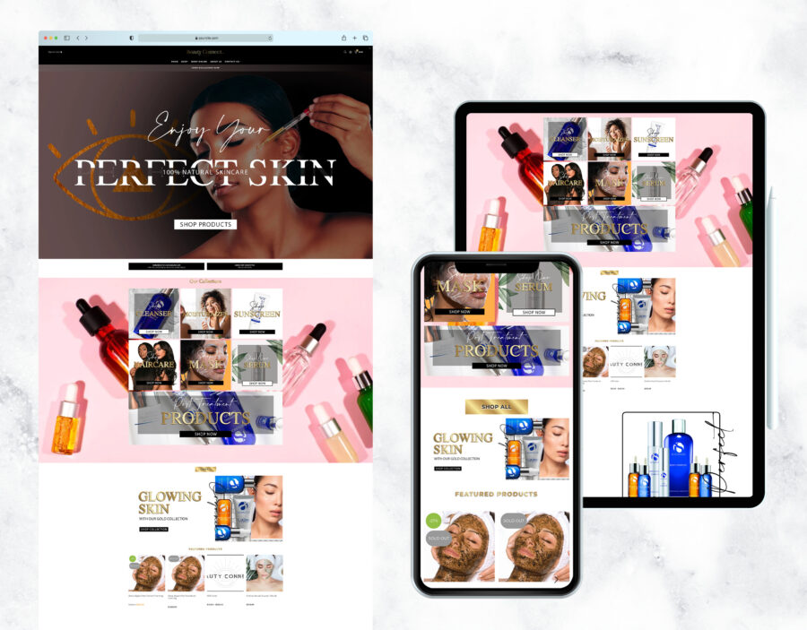 Elegant and glamorous website template for an online boutique.