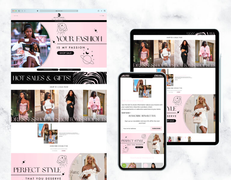 Elegant nude-themed website template for an online boutique.