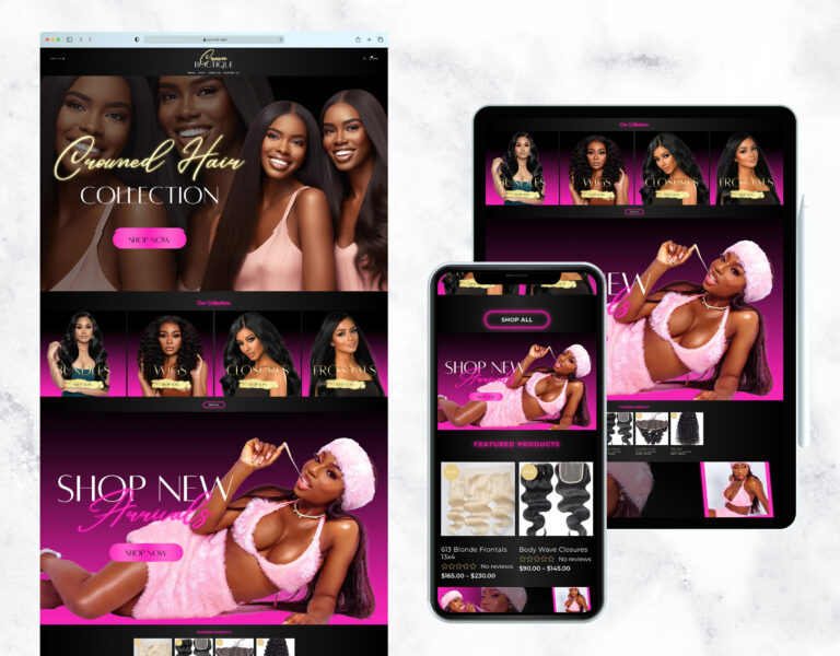 Luxury website template for a hair extension boutique.