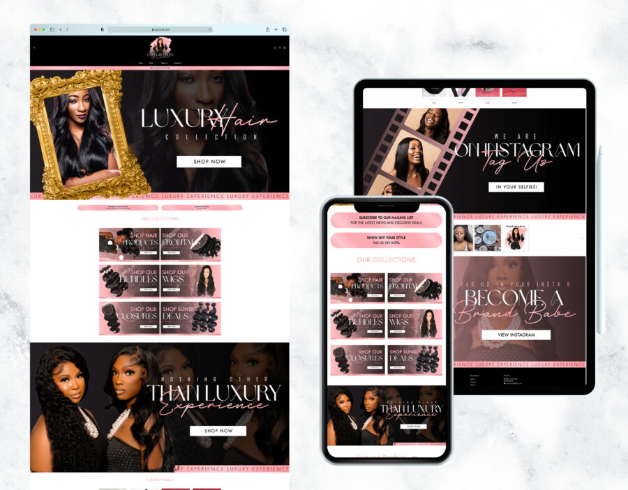 Sophisticated pink website template for an elegant brand.