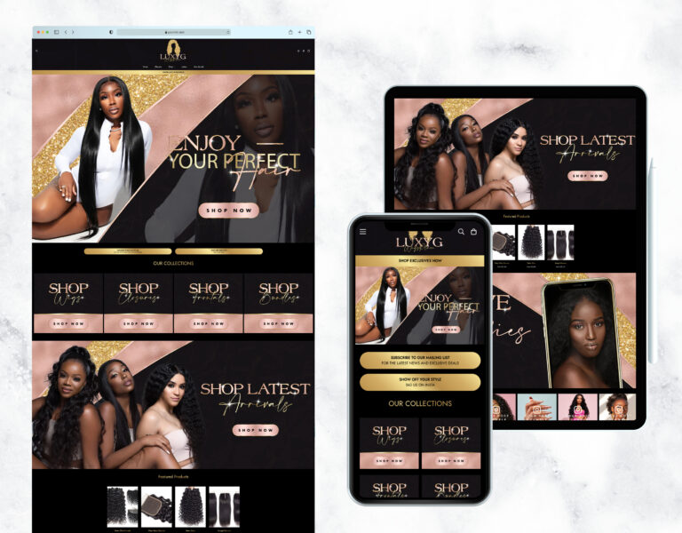 Luxury rose gold website template for a professional business.