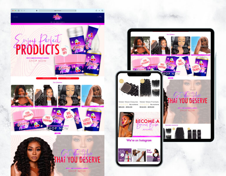 Colorful and elegant custom website template for a hair business.