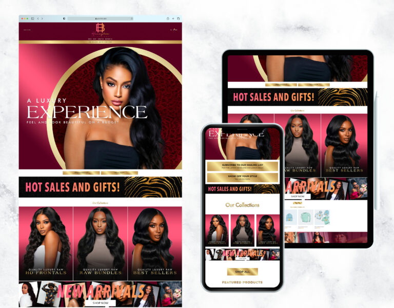 Elegant and glamorous website template for a beauty and lash boutique.