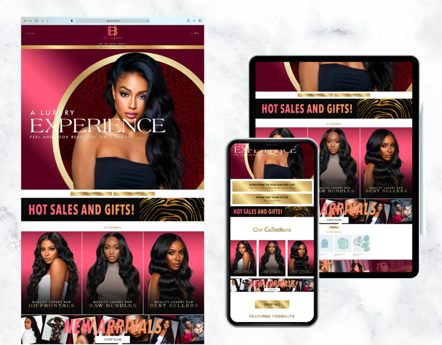 Elegant and glamorous website template for a beauty and lash boutique.