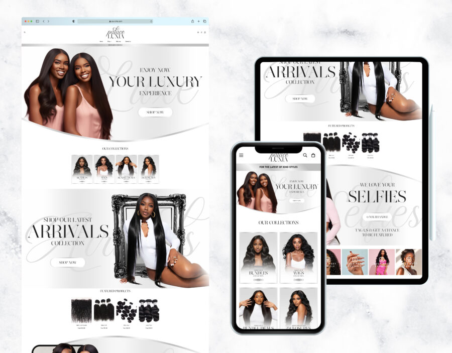 Elegant and luxury website template for a hair boutique.