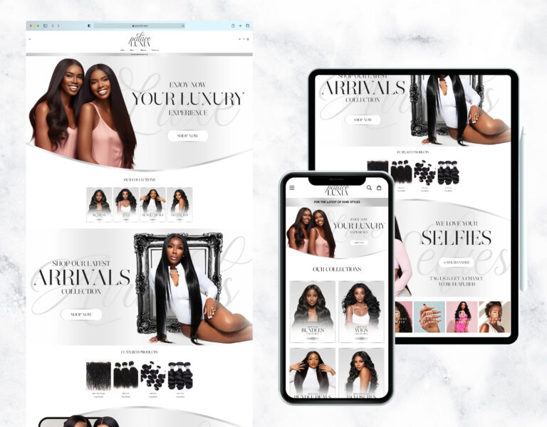 Elegant and luxury website template for a hair boutique.