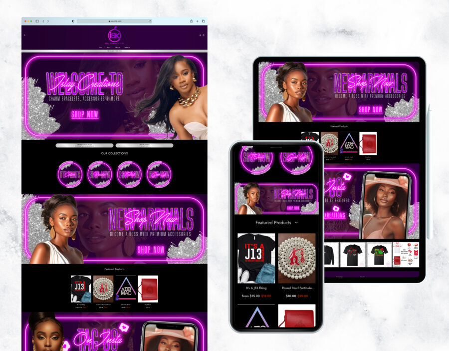 Deep purple website template for an online store.