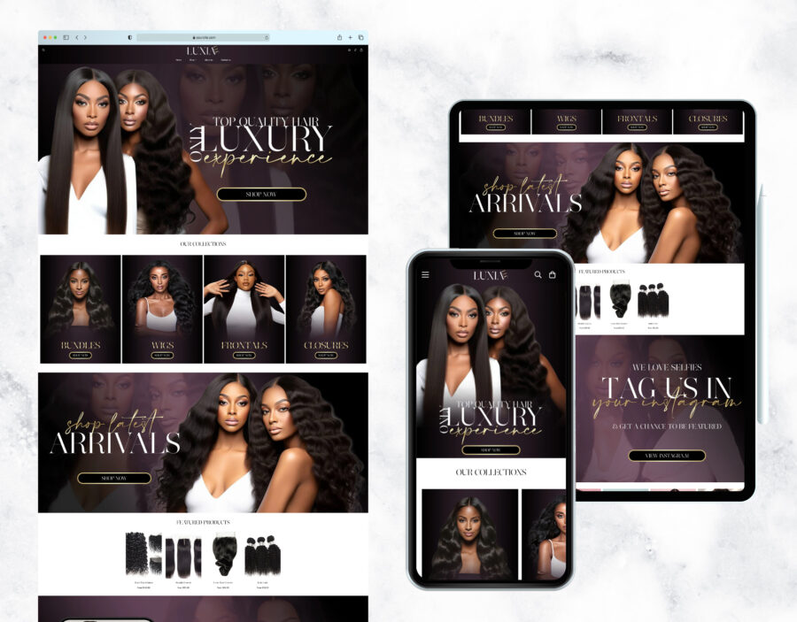 Luxury and elegant website template for a hair business.