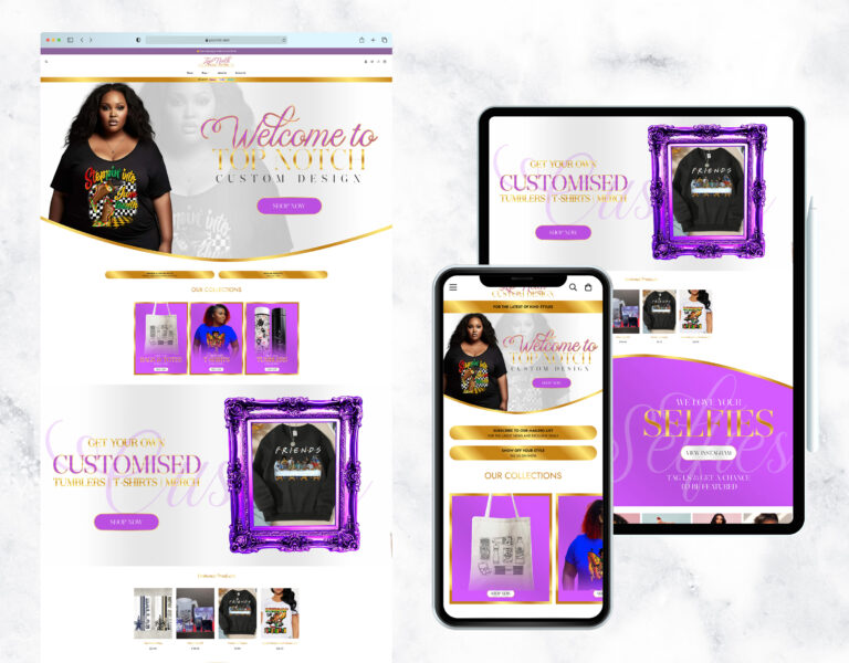 Custom website template for an apparel and merch store.