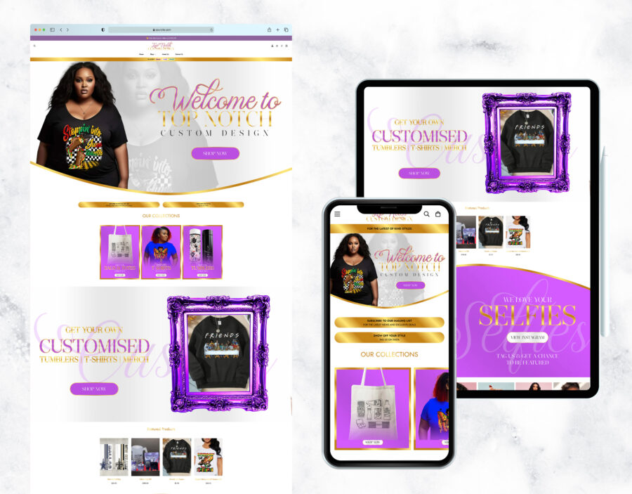 Custom website template for an apparel and merch store.