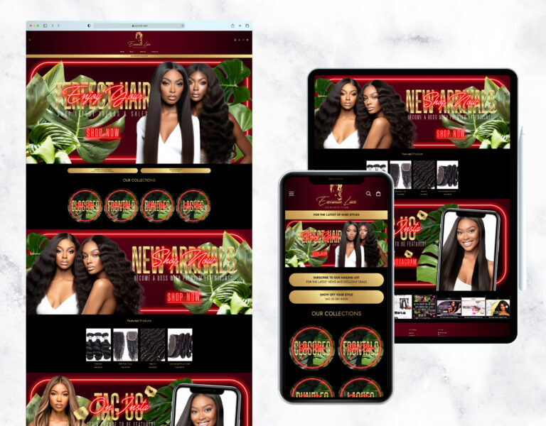 Tropical luxe website template for a hair boutique.